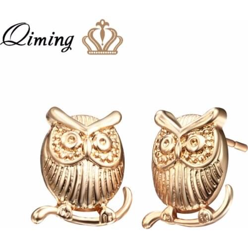 QIMING Summer Night Owl Stud Earrings For Women Gift Cute Lovely Animal Pendant Jewelry Earring Cheap Boho Earrings