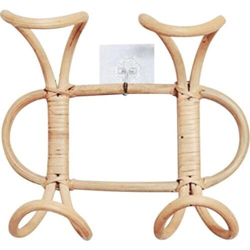 Handmade Rattan Hook Wall Towel Rack For Bathroom Coat Hanging Kitchen Hardware Bedroom Robe Hooks Kitchen Accessories