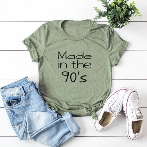 Made in the 90S Tshirts funny fashion 100% cotton o-neck short T-shirts loose top tees for women Ladies females drop shipping