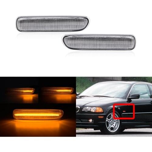 Dynamic Amber Led Fender Side Marker Lights For BMW E46 3 Series 4Dr Sedan 5Dr Wagon 1998-2001 2Dr Coupe/Convertible 1999-2003