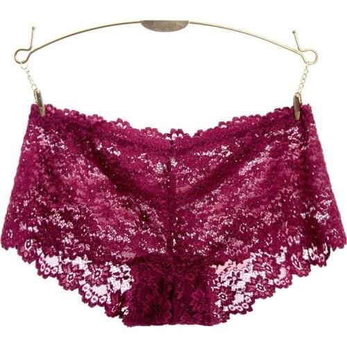 Full lace transparent sexy underwear female hollow seamless little ladies briefs low waist hip boyshort headT