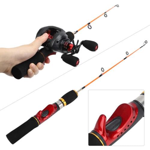 52cm Ice Fishing Rod Pole Two Sections Three Guide Ring FRP Fiber Ice Fishing Pole Fishing Tackle Accessory