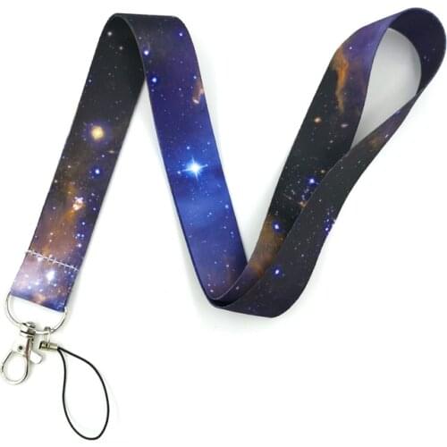 Starry Night Sky Mobile Phone Straps Keychain Lanyard For Keys ID Bagde Holder Neck Strap Keycord Webbing Ribbon DIY Hang Rope