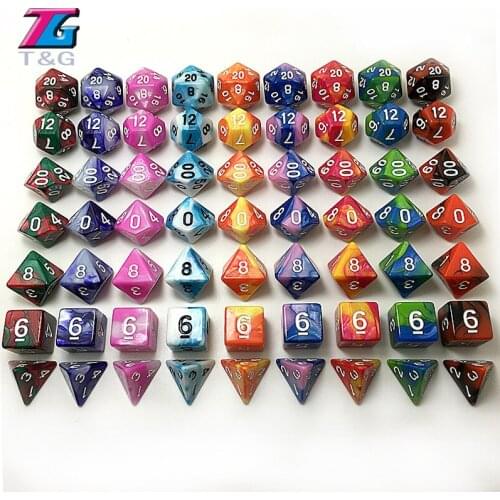 T&g High Quality Double-Color Effect Dice Set D4 D6 D8 D10 D% D12 D20 7pc/lot for RPG Board Game with Friends Family