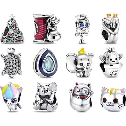 La Menars Wisdom Owl Elephent Cat Christmas Tree Sterling Silver 925 Beads Charms Fits Pandora Bracelets & Necklaces