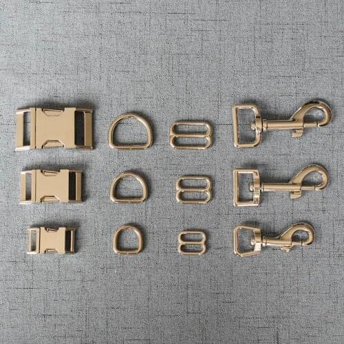 10 Sets 15mm/20mm/25mm Silver Metal D Ring Snap Hook Adjustable Release Buckle Dog Collar and Leash Backpack Bag Accessories