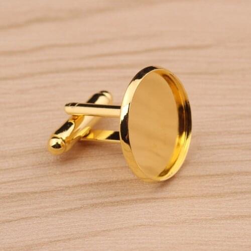 Reidgaller 10pcs fitting 18mm blank cabochon cufflink base backs gold plated copper cufflinks bezel settings diy findings