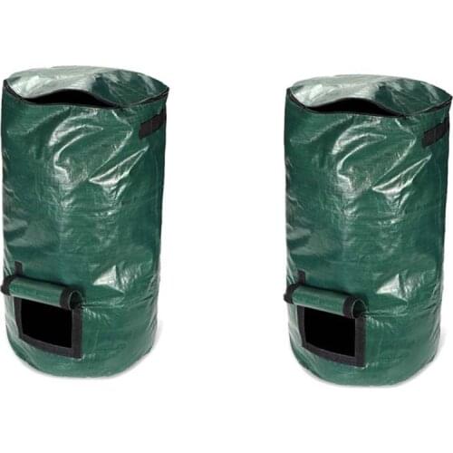 2Pcs 80L Organic Waste Kitchen Garden Yard Compost Bag Portable Environmental PE Cloth Planter 45X80CM
