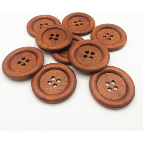 20pcs 40mm Large Wood Buttons 4 Holes Brown Round Sewing Accessories Embellishments Cardmaking Scrapbook Bag Decorations