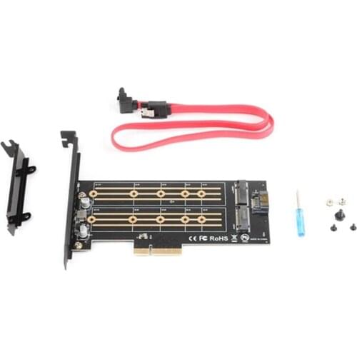 2021 New Dual M.2 PCIe Adapter PCI-E Express 3.0 X4 to M.2 M+B Key Expansion Card Controller Converter Card