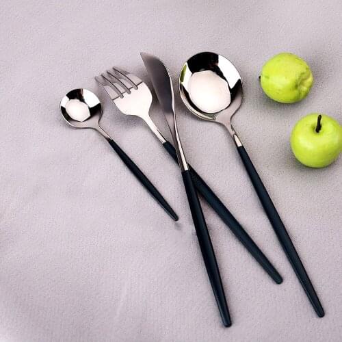 24-30Pcs/Set Tableware Mirror Stainless Steel Kitchen Utensils Cutlery Complete Dinner Lunch Dishes Spoons Knife Fork Dinnerware