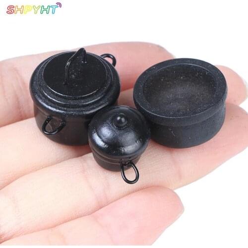3Pcs 1:12 Dollhouse Miniature Black Mini Soup Pot Dolls Kitchen Accessories 100% Brand New and High Quality