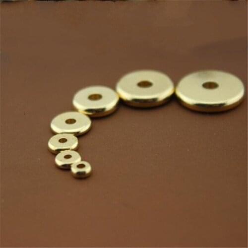 50pcs 4/5/6/8/10/12/14mm Original Brass Round Flat Copper Spacer Beads Fit Bracelet Necklace Spacer Ring DIY Jewelry Findings