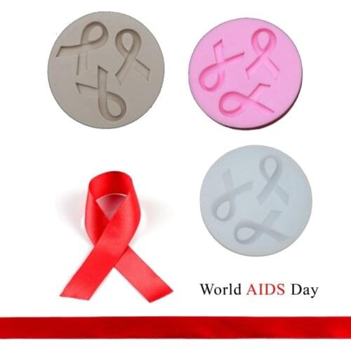 AIDS Cancer Awareness Bow Keychains Silicone Mold Ribbon Bow Epoxy Resin Molds