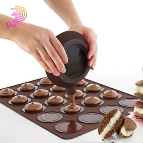 DEOUNY Macaroon Silicone Mat Kit Non-Stick Baking Mold Set 30/48 Holes Macaron Pot Cake Dessert Decorating Nozzle Oven Supplies