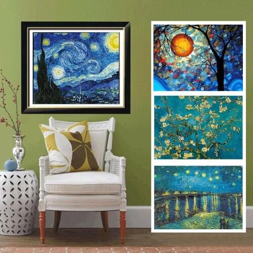 DIY 5D Full Drill Diamond Painting Kits Van Gogh Starry Night Diamond Embroidery Kits Number Painting Kits Home Decoration