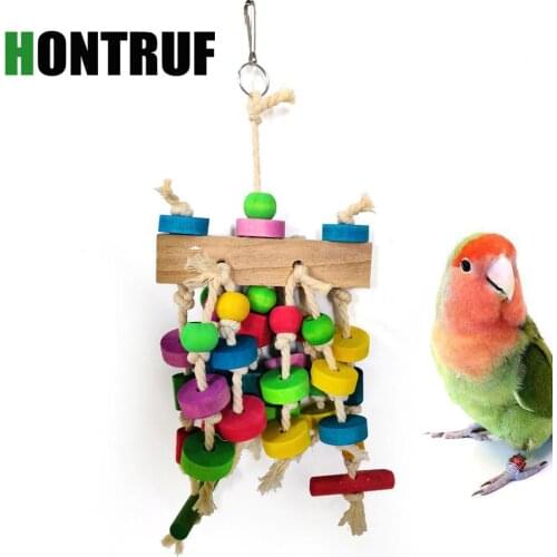 Parrot toy bird toy cotton rope beads wooden block bite string stand bar bird climbing frame pet supplies wholesale