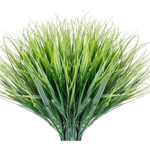 12 Bundles Artificial Grasses Outdoor Fake Grass No Fade Faux Plastic Plants Garden Window Box Decorating