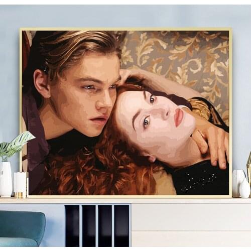 Diy Oil Painting By Numbers Film Characters Rose and Jack Canvas Acrylic Painting Wall Art Home Decoration 40x50cm