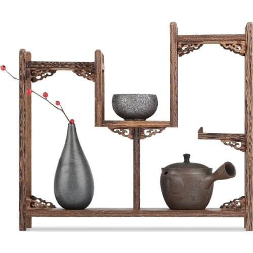 Mahogany tea ceremony tea set frame small Bogu frame chicken wing wood solid wood bracket Handmade