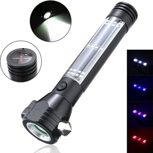 Mayitr 1pc Portable USB Rechargeable Emergency Flashlight Multifunctional LED Solar Power Flashlights With Charge Cable