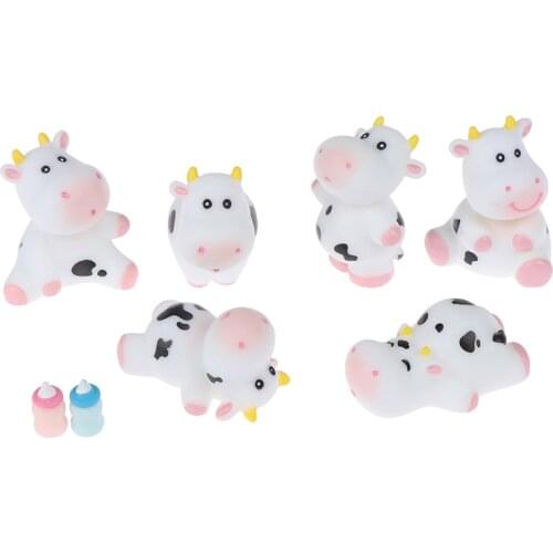 Mini Cattle Micro Landscape Ornaments Fairy Garden Christmas Decor Little Statue Cow Milk Bottle Figurines New Year Home Decor