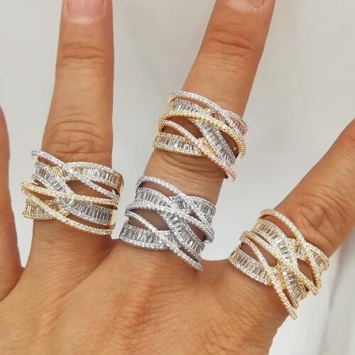 Missvikki Crossover Statement Rings for Women Cubic Zircon Finger Rings Beads Charm Ring Bohemian Beach Jewelry Gift NEW LUXUYR