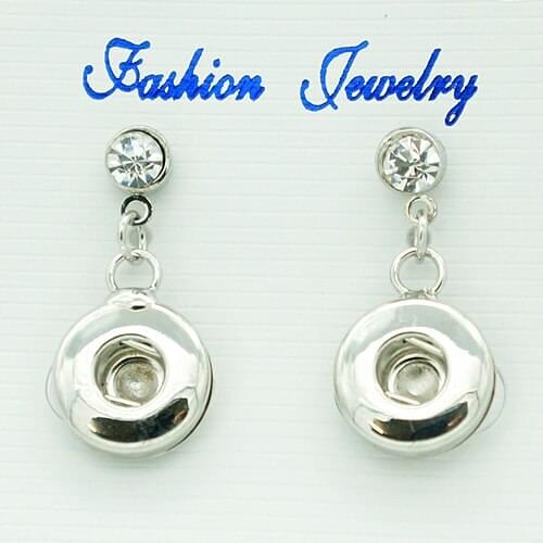 Fashion Simple Rhinestone metal snap Drop earrings snap earrings fit 12MM snap buttons jewelry JA0002