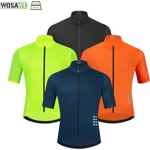WOSAWE Mens Pro Team Cycling Jersey Summer Breathable Mesh Short Sleeve Bike Jersey Triathlon Mtb Jerseys Full Zip Pocket