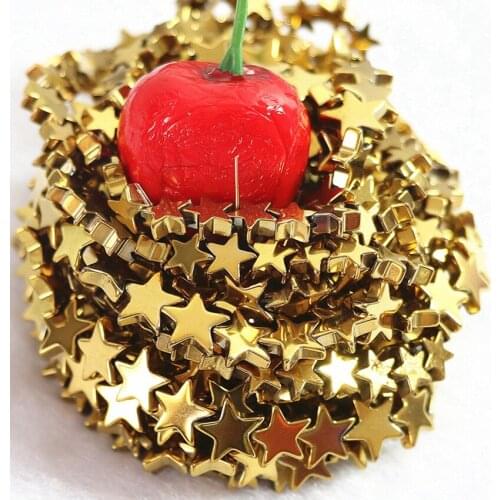 Natural nomagnetic gold-color hematite stone 6 shape circle tube heart abacus star loose beads diy jewelry findings 15inch B196