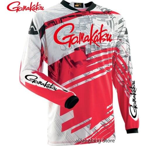 2021 Summer New Gamakatsu Long Sleeve Fishing Shirt Quick Dry Fishing Clothing Anti-UV Sunscreen Fishing Clothes