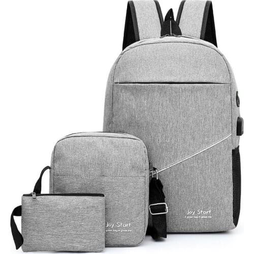 Fall/winter 2021 new backpack laptop bag travel bag USB charging set of three men backpack thin