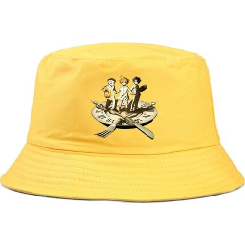 ​The Promised Neverland Printing Bucket Hat Spring Summer Outdoor Sun Hat for Men and Women Hemp Leaf hat
