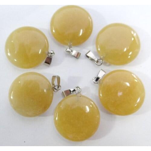 Natural stone Quartz Crystal Turquoises aventurine Round cake pendant for diy jewelry making necklace Accessories50pcs A9