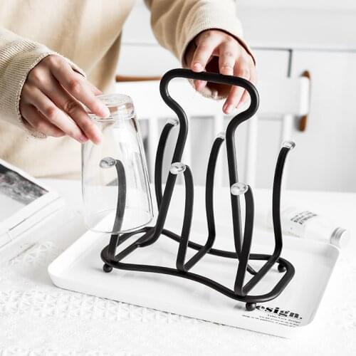 Portable iron glass cup draining rack mug stand Drain Holder Kitchen Storage Organizer