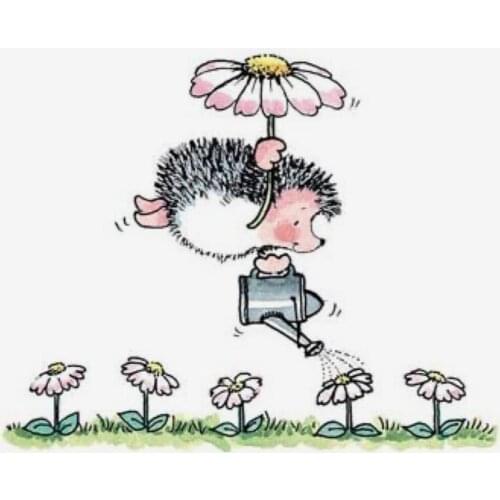 Hedgehog Water Flowers Transparent Silicone Rubber Stamp And Metal Die Sheet Cling Scrapbooking DIY Cute Pattern Photo Album