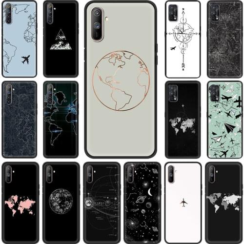 Luxury Popular Planes Map Designs Phone Case for Realme C3 6 7 5 X7 X2 Pro X50 V5 V15 5G XT C11 C15 7i X3 6i Cover Shell Capa