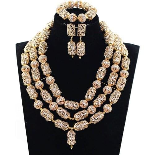 Luxury Dubai Gold Accessory Jewelry Wedding Necklace Set Indian Bridal African Jewelry Sets Birthday Gift Free Shipping WE121
