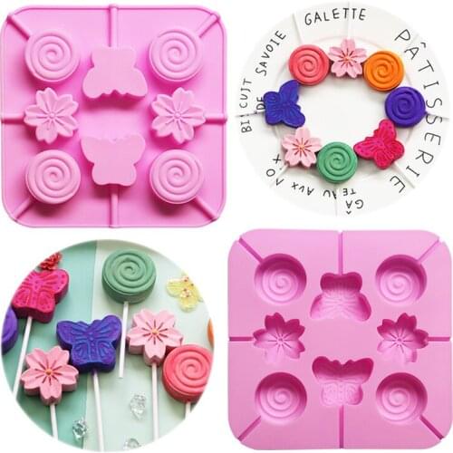 Round donut Silicone Candy Lollipop Mold New Design Heart chocolate sugar mould pops cake decoration biscuit pastry baking