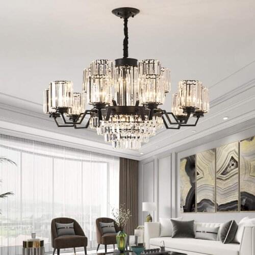 Modern Crystal Chandelier Atmospheric Villa Living Room Decoration Chandelier Lighting Household Luxury led Large Hanging Lamps