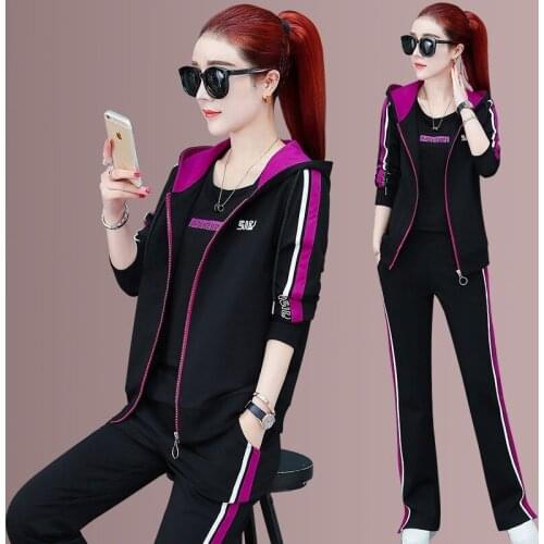 Spring Autumn Tracksuit Women Coat+pants+hoodie 3 Piece Set Sport Suit Woman Tracksuits Sportswear Chandal Mujer X522