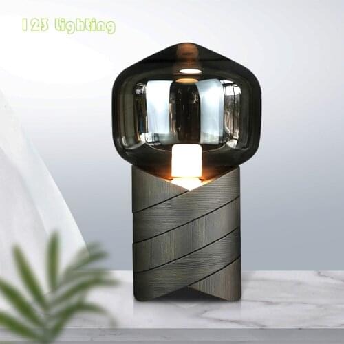 Smoky Glass LED Desk Lights Bedside Parlor Atmosphere Lamp Hotel Room Table Lamp Nordic Decoration Lighting Fixtures