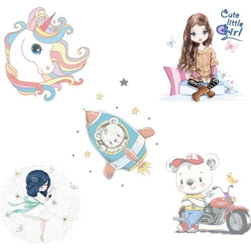 Iron on Animal Patch Unicorn Outer Space Patches for Clothing Stickers on Clothes Heat Transfers Applications DIY Appliques G