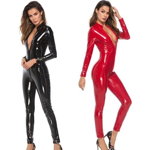Adult Products Plus Size Women Latex Sexy Lingerie Body Suit With Zipper Night Club Sexy Costumes Erotic Lingerie for sex
