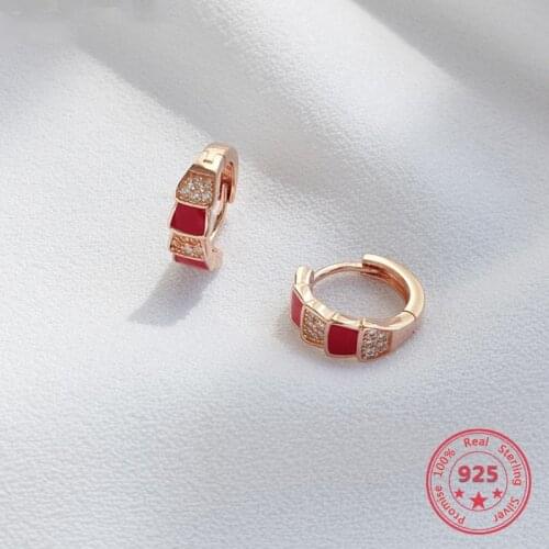 Korea New Style 925 Sterling Silver Stud Earring for Women Simple Fashion Chic Rose Gold Snake Bone Ear Hoop Jewelry
