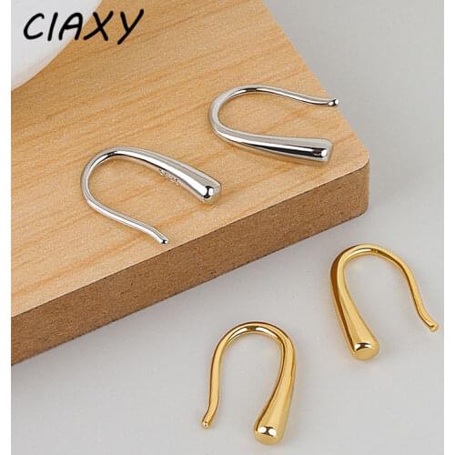 CIAXY 925 Sterling Silver Water Drop Earrings for Women Temperament Elegant U-shaped Design Earring Fashion Simple Jewelry