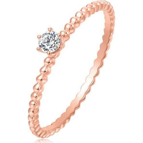Solid 14K Rose Gold Certified 0.06ct SI/H Diamond Rings For Women Wedding Classic Band Gift Party Romantic Elegant Fine Jewelry