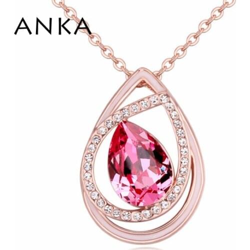 ANKA New Trendy Water Drop Pendant Necklaces Joyas Women Mothers Day 3 Colors Main Stone Crystals from Austria #116330