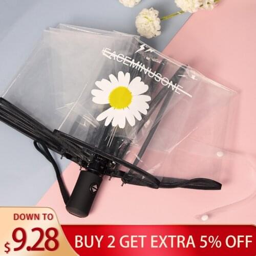 Transparent Automatic Umbrella Windproof Auto Folding Pink Rain Umbrella Men Women Outdoor Travel Business Foldable Car Parasol