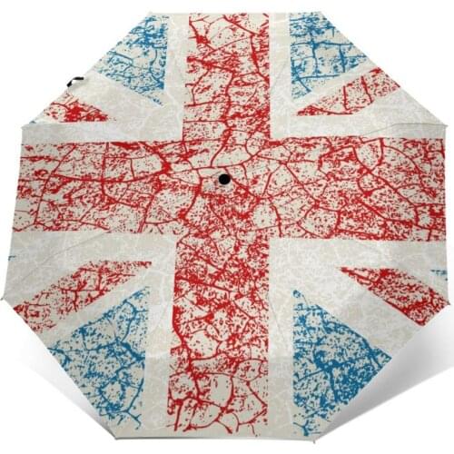 Sunny Umbrella Grunge UK Flag Automatic folding portable men women umbrella Sunscreen rain Windproof beach parasol